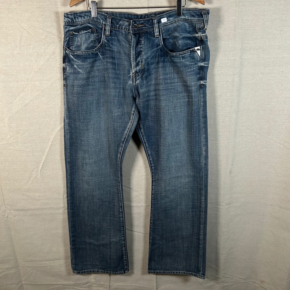 Buffalo David Bitton King Slim Boot Jeans Mens 38x32 Blue Denim Medium Wash